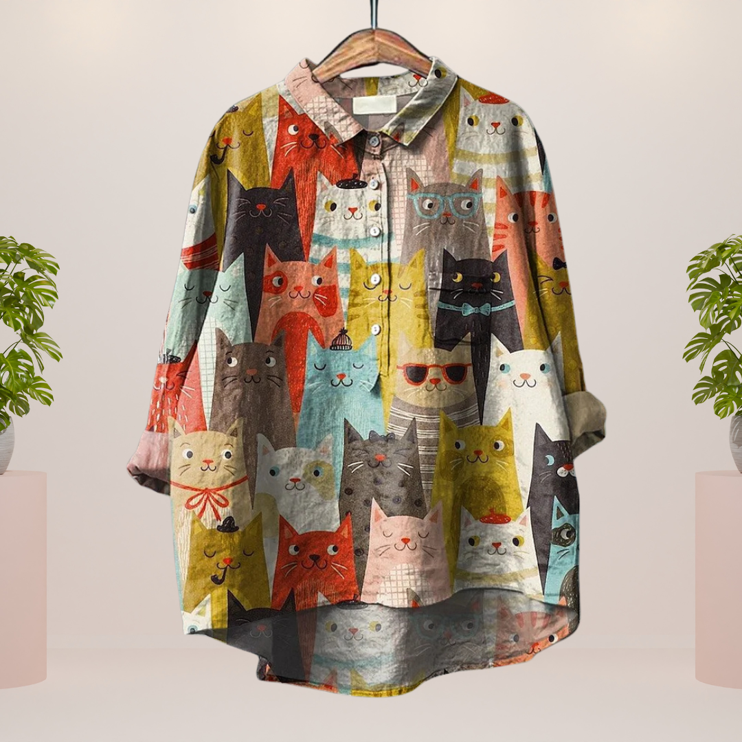 Frida | Trendy og moderne bluse med kunstprint