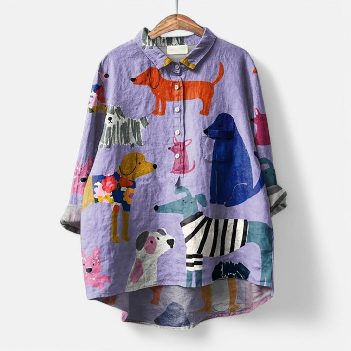 Frida | Trendy og moderne bluse med kunstneriske print